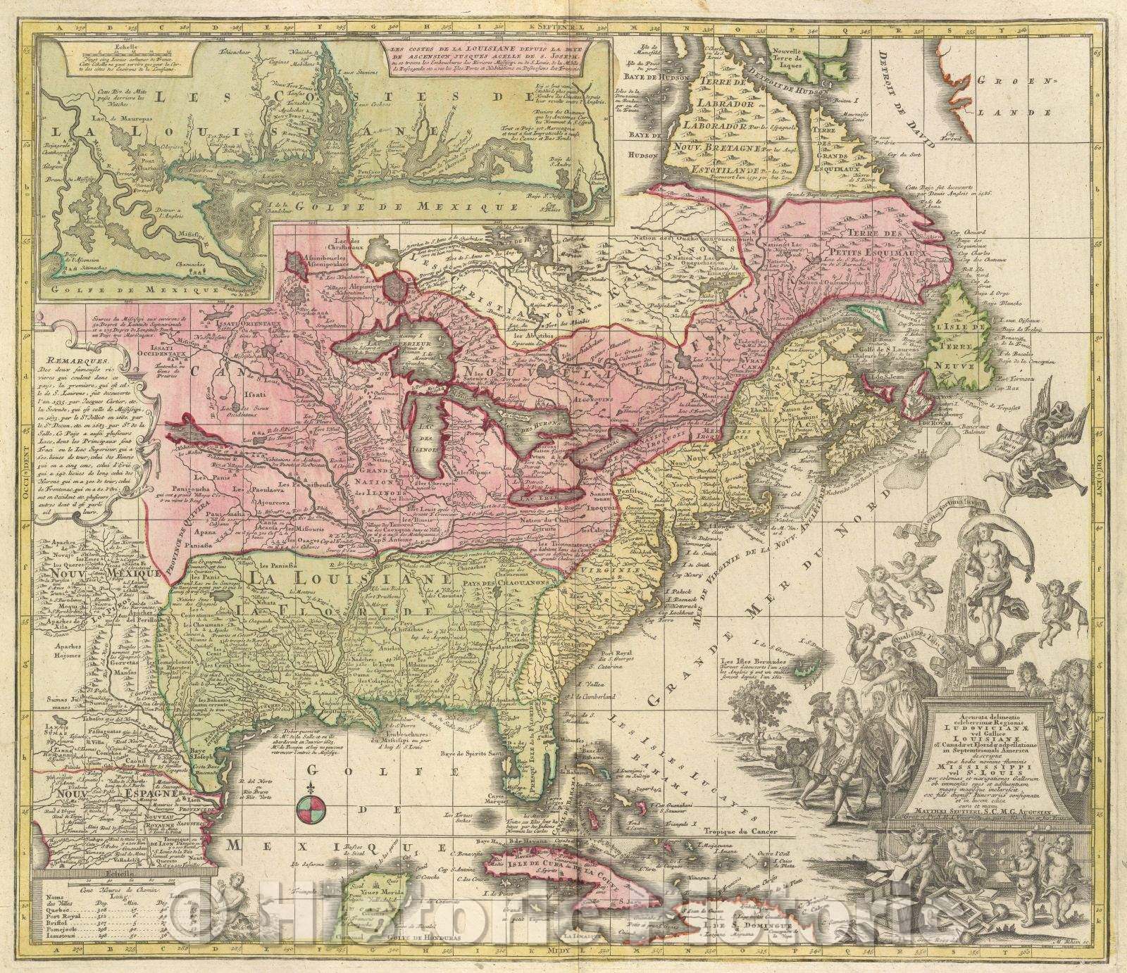 Historic Map : Accurata delineatio celeberrimae regionis Ludovicianae vel Gallice Louisiane ol Canadae et Floridae adpellatione in Septemtrionali America descriptae, 1745 , Vintage Wall Art