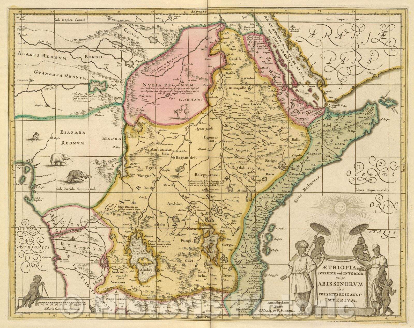 Historic Map : Aethiopia superior vel interior; vulgo Abissinorum sive Presbiteri Joannis imperium., c. 1710 , Vintage Wall Art