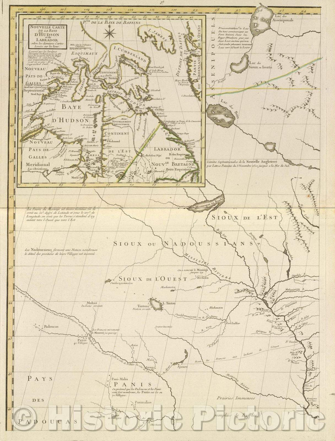Historic Map : Nouvelle carte de la Bay D'Hudson et Labrador selon les dernieres cartes levees sur les lieux., 1756 , Vintage Wall Art