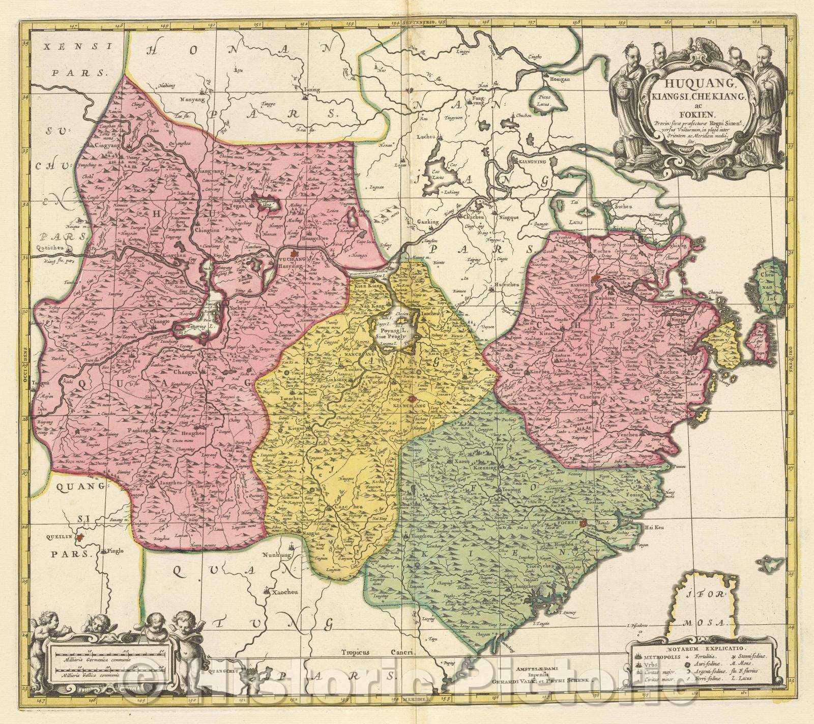 Historic Map : Huquang, Kiangsi, Chekiang, ac Fokien, provin: siva praefecturae Regini Sinens:, versus velturnum, in plag inter orientem ac meridiem media site., 1700 , Vintage Wall Art