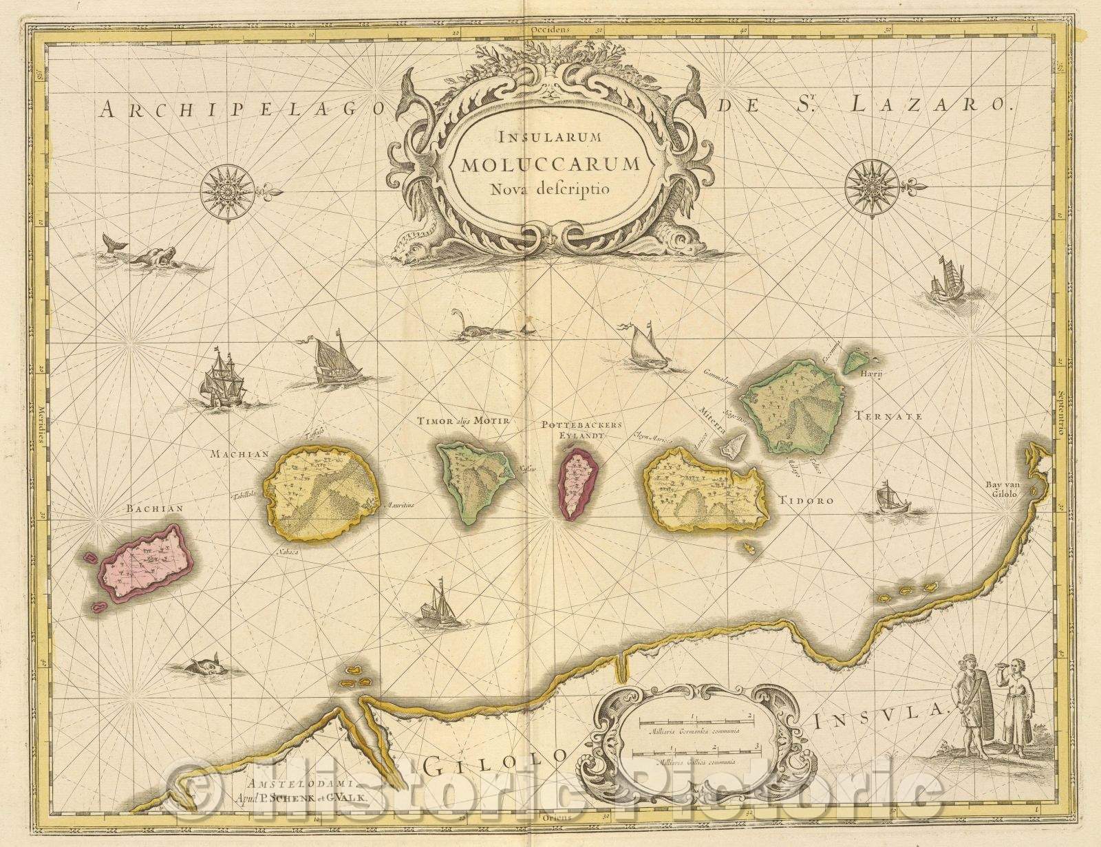 Historic Map : Insularum Moluccarum Nova descriptio, c. 1680 , Vintage Wall Art
