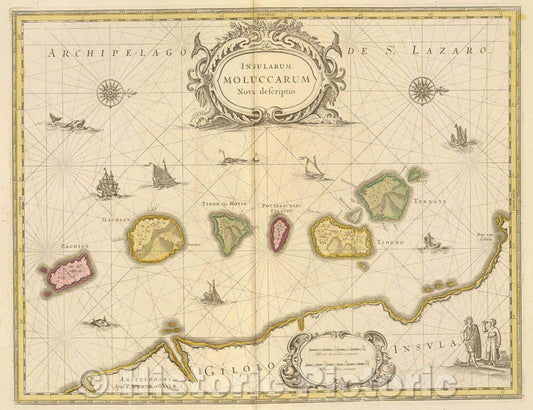 Historic Map : Insularum Moluccarum Nova descriptio, c. 1680 , Vintage Wall Art