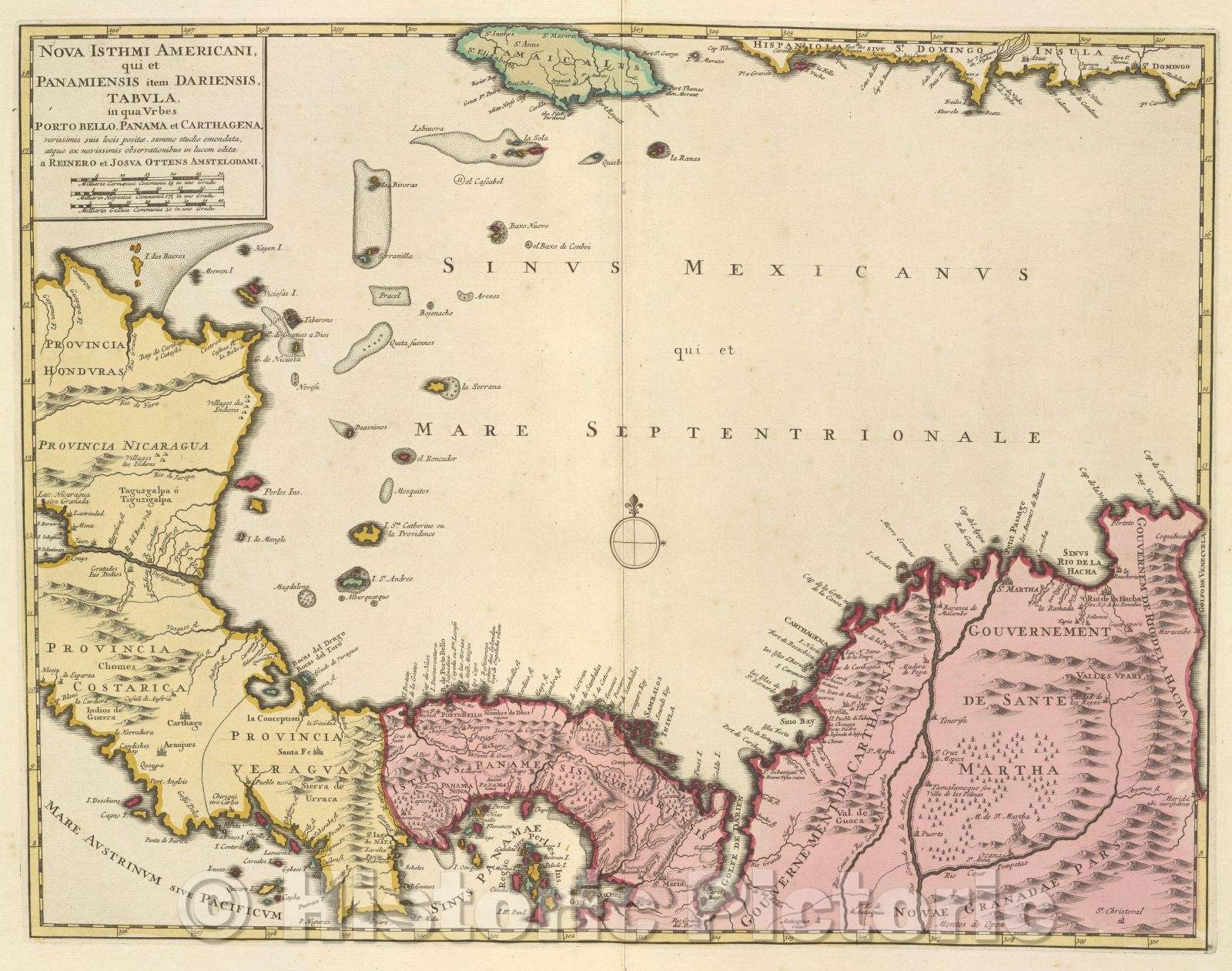 Historic Map : Nova isthmi Americani, qui et Panamiensis item Dariensis, tabula, in qua urbes Porto Bello, Panama et Carthagena, verssimis suis locis positae, c. 1756 , Vintage Wall Art
