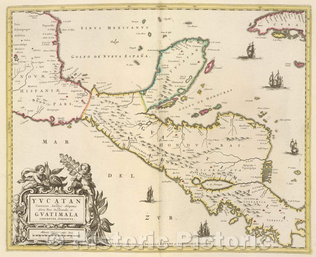 Historic Map : Yucatan Conventus juridici Hispaniae noca pars occidentalis et Guatimala conventus juridicus., 1700 , Vintage Wall Art