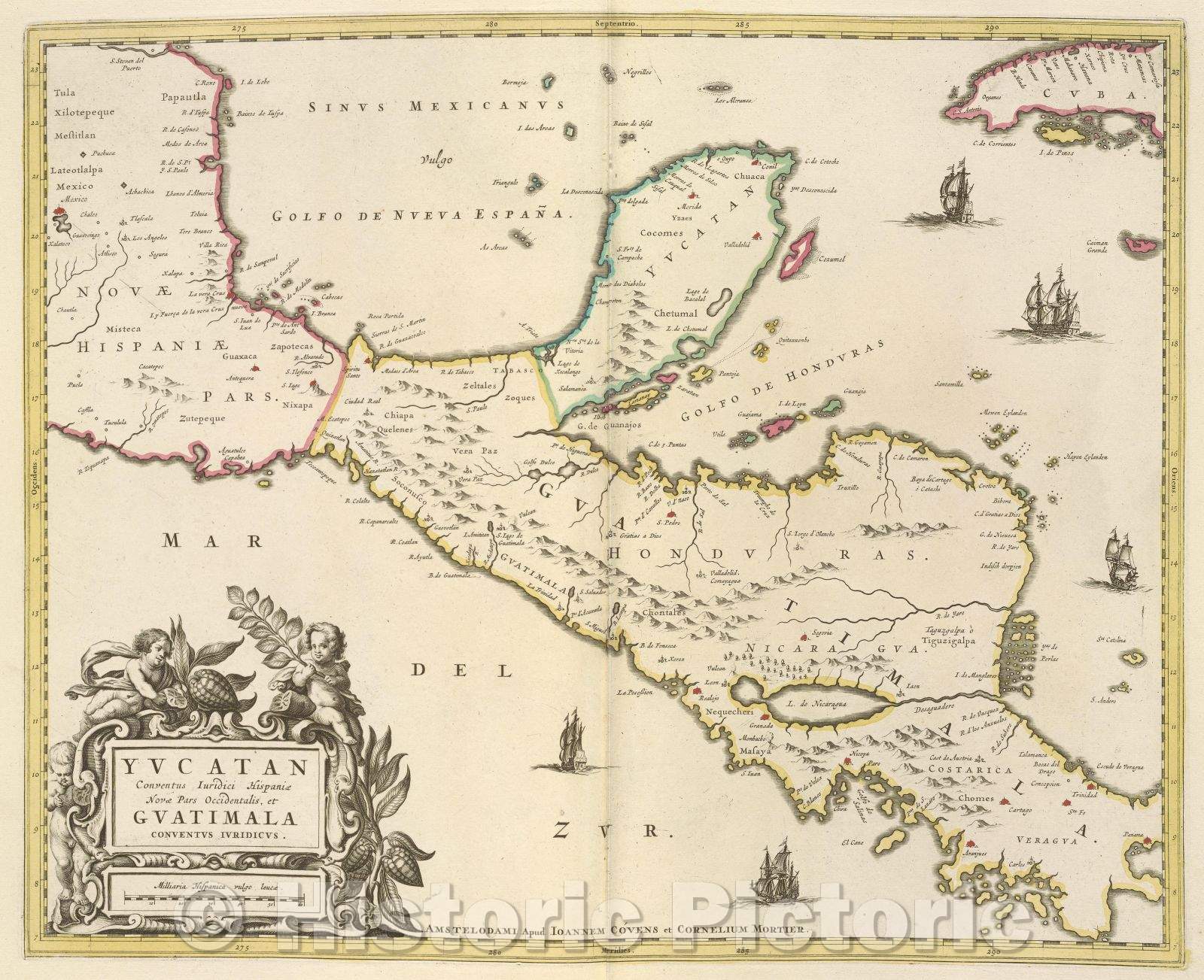 Historic Map : Yucatan Conventus juridici Hispaniae noca pars occidentalis et Guatimala conventus juridicus., 1700 , Vintage Wall Art