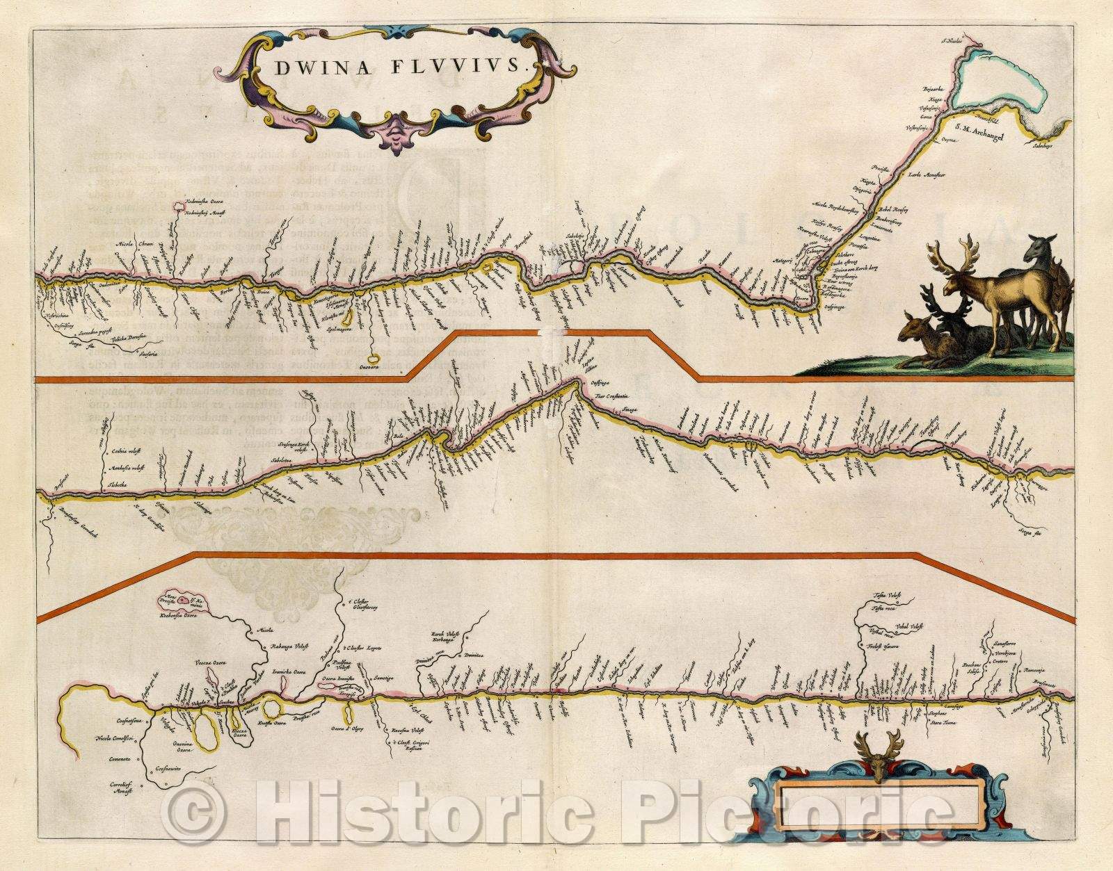 Historic Map : Dwina Fluuivus., c. 1664 , Vintage Wall Art