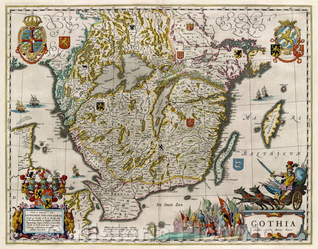 Historic Map : Gothia Auctore Andrea Buraeo Sueco., c. 1664 , Vintage Wall Art