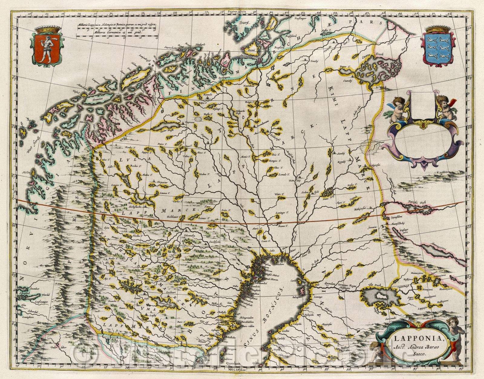 Historic Map : Lapponia, Auct. Andrea Buraeo Sueco., c. 1664 , Vintage Wall Art