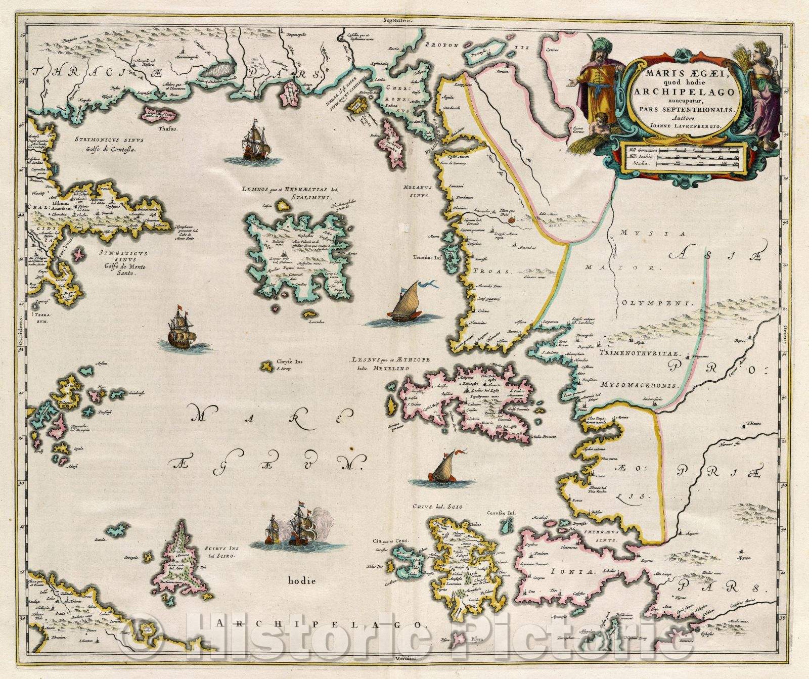 Historic Map : Maris Aegaei, quod hodie Archipelago nuncupatur, pars Septentrionalis. Auctore Ioanne Lavrenbergio., c. 1664 , Vintage Wall Art