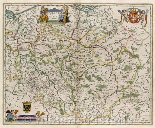 Historic Map : Polonia Regnum et Silesia Ducatus., c. 1664 , Vintage Wall Art