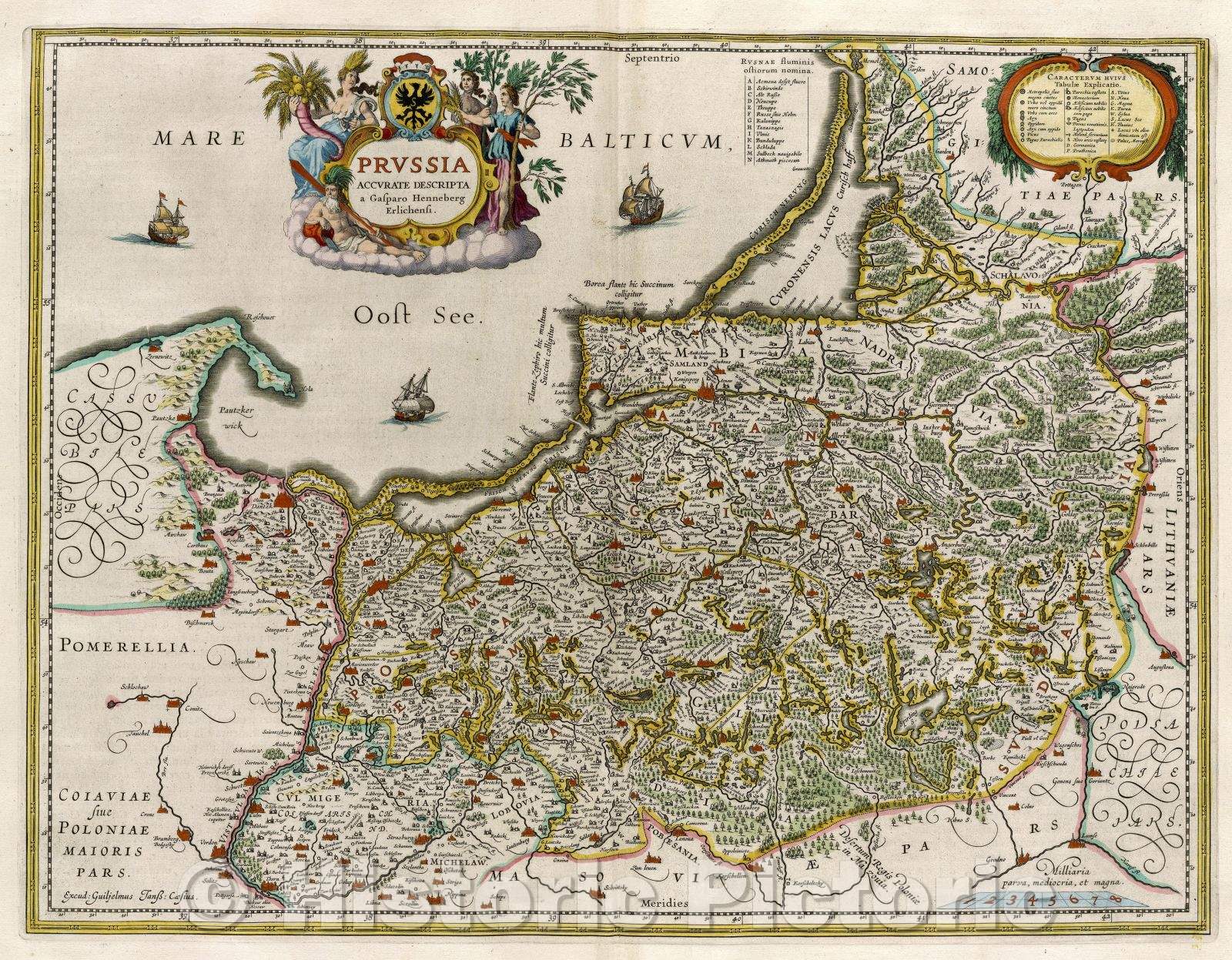 Historic Map : Prussia Accurate Descripta a Gasparo Henneberg Erlichensi., c. 1664 , Vintage Wall Art