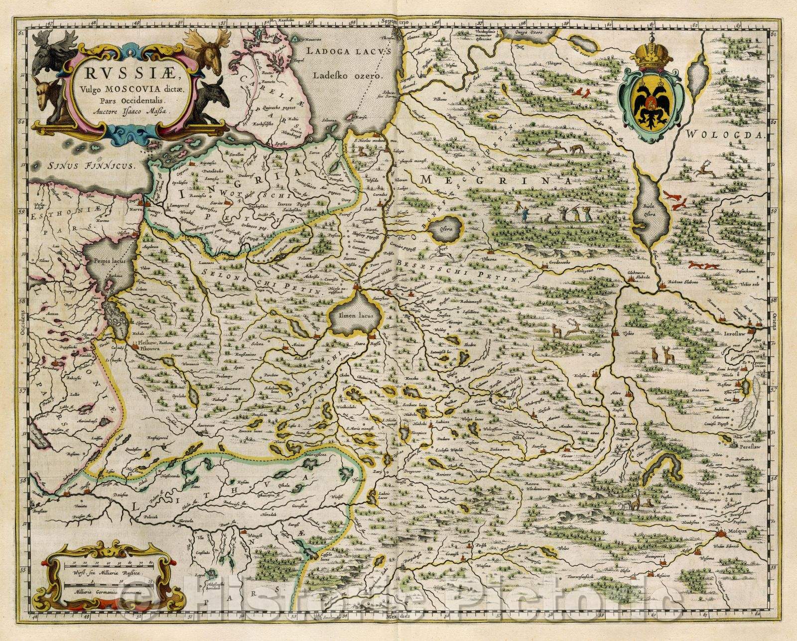 Historic Map : Russiae, Vulgo Moscovia dictae, Pars Occidentalis. Auctore Isaaco Massa., c. 1664 , Vintage Wall Art