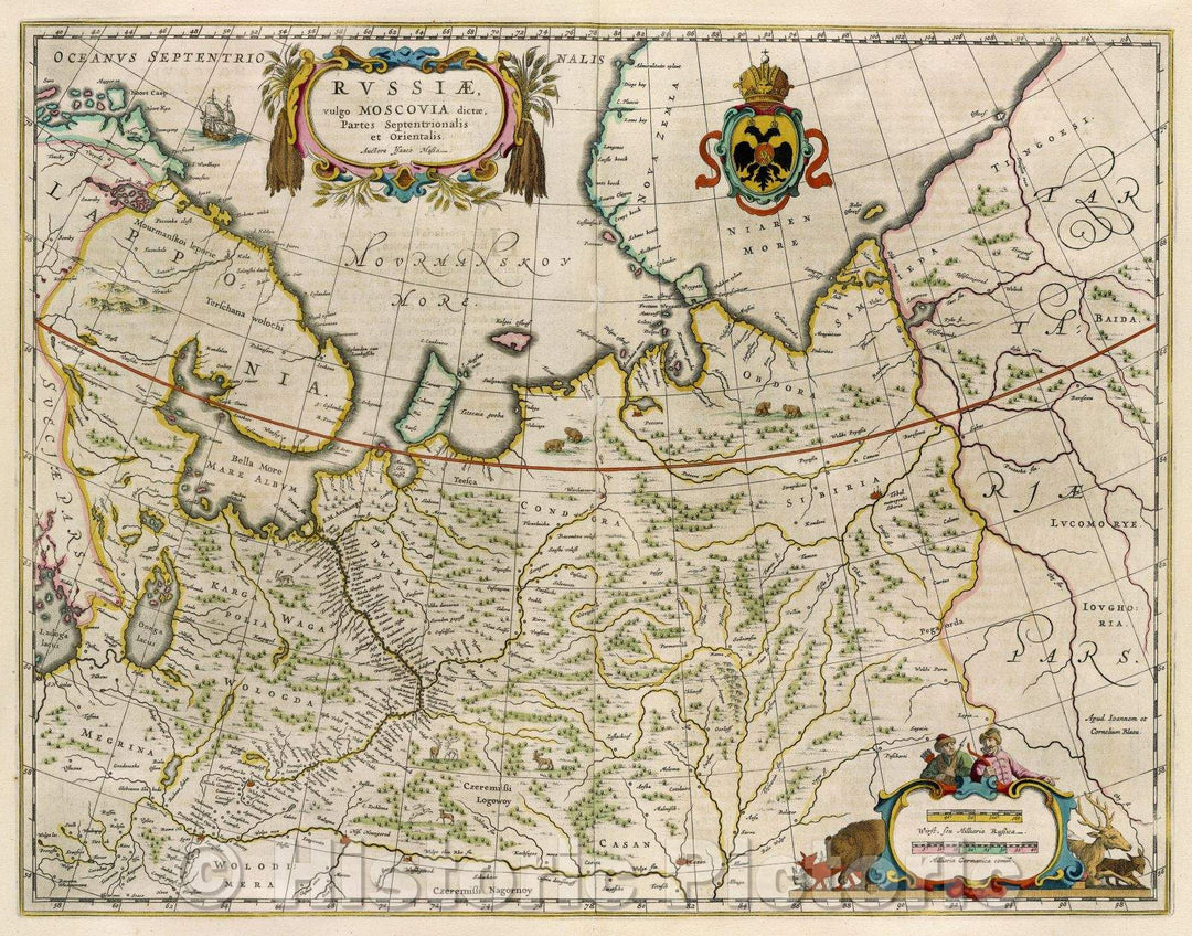Historic Map : Russiae, vulgo Moscovia dictae, pars Septentrionalis et Orientalis. Auctore Auctore Isaaco Massa., c. 1664 , Vintage Wall Art