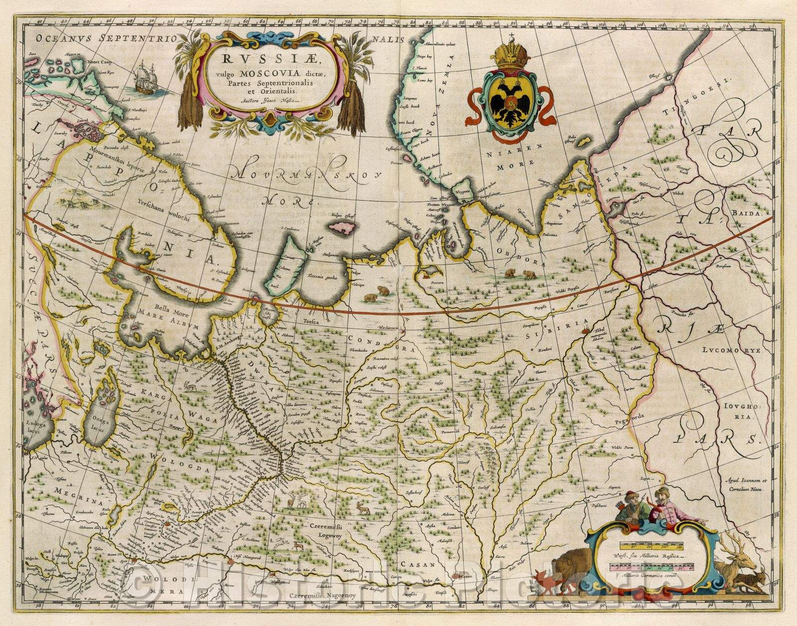 Historic Map : Russiae, vulgo Moscovia dictae, pars Septentrionalis et Orientalis. Auctore Auctore Isaaco Massa., c. 1664 , Vintage Wall Art