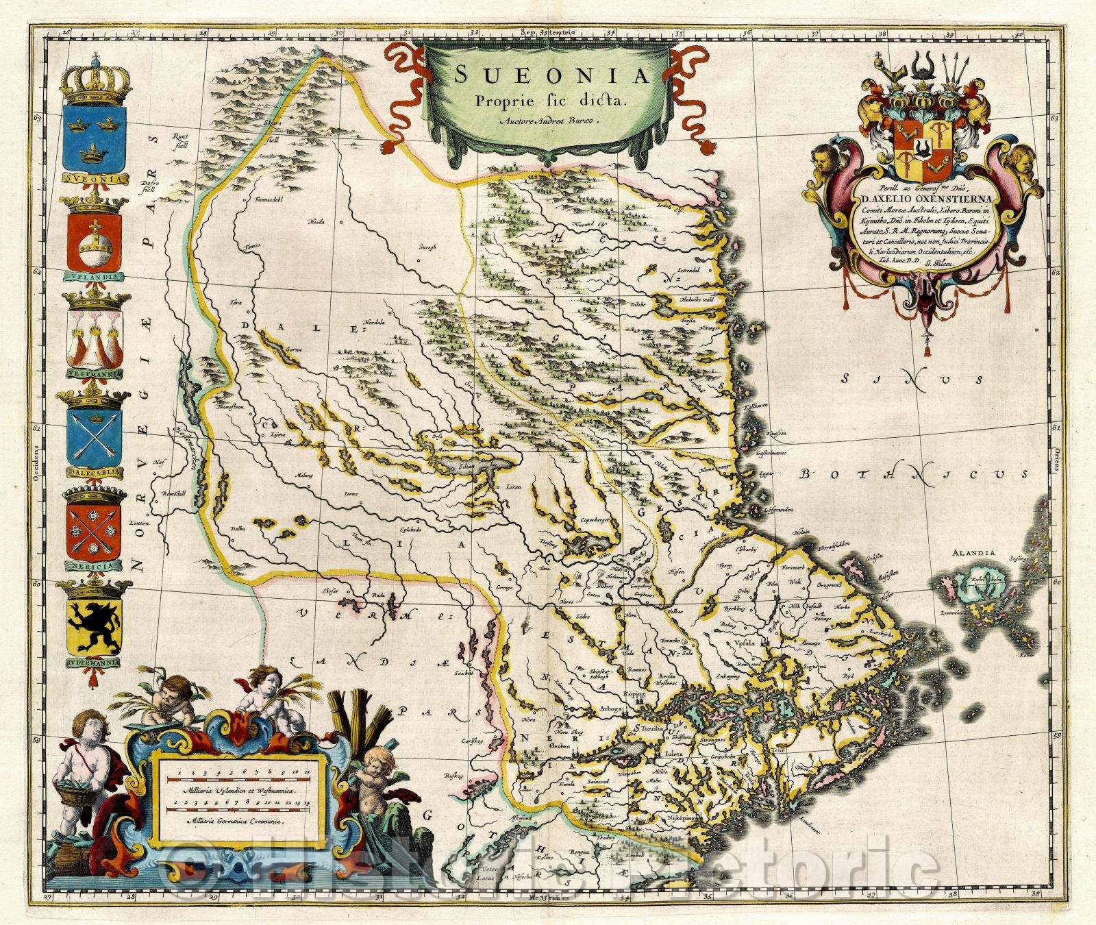 Historic Map : Sueonia Proprie sic dicta. Auctore Andrea Buraeo., c. 1664 , Vintage Wall Art