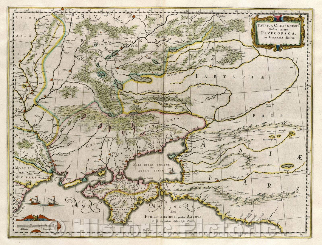Historic Map : Tavrica Chersonesus, nostra aetate Przecopsca, et Gazara dictur., c. 1664 , Vintage Wall Art