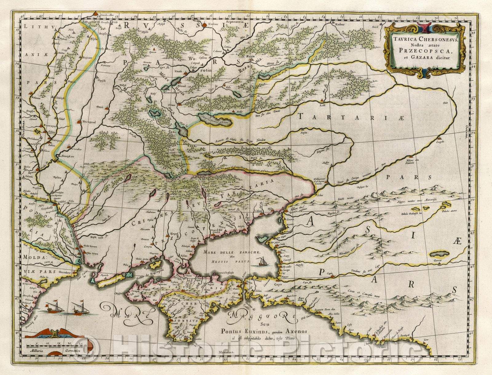 Historic Map : Tavrica Chersonesus, nostra aetate Przecopsca, et Gazara dictur., c. 1664 , Vintage Wall Art