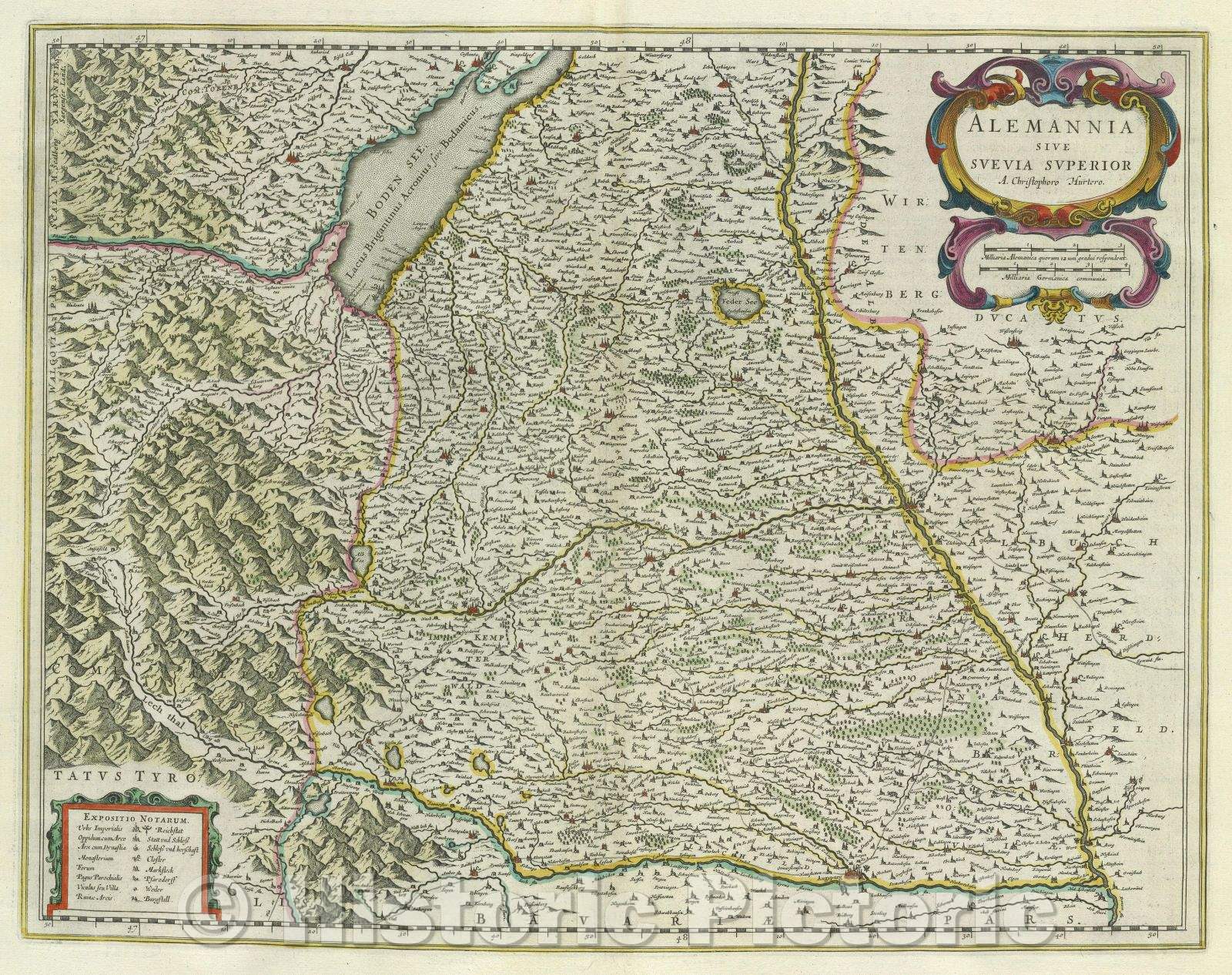 Historic Map : Alemannia sive Suevia Superior A. Christophoro Hurtero., c. 1664 , Vintage Wall Art