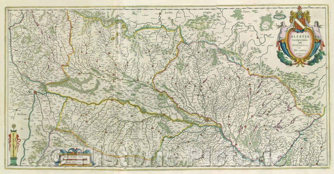 Historic Map : Alsatia Landgraviatus, cum Suntgoia et Brisgoia Ger. Mercatore Auctore, c. 1664 , Vintage Wall Art