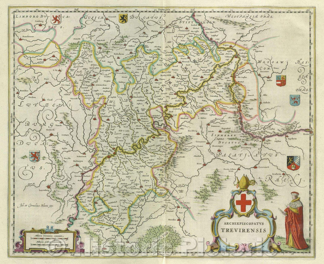 Historic Map : Archiepiscopatus Trevirensis, c. 1664 , Vintage Wall Art