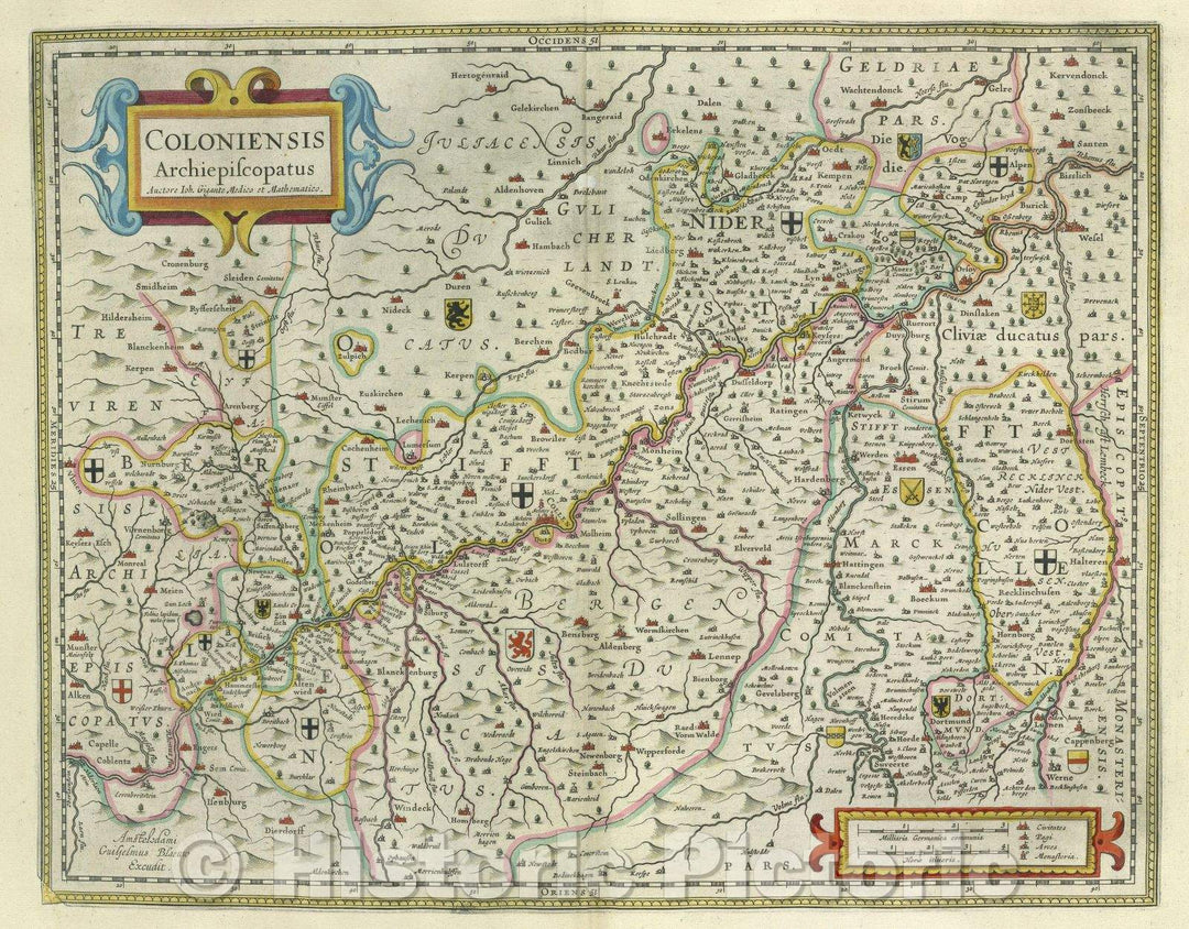 Historic Map : Coloniensis Archiepiscopatus Auctore Joh. Gigante Medico et Mathematico., c. 1664 , Vintage Wall Art