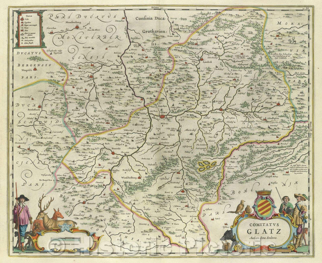 Historic Map : Comitatus Glatz authore Jona Sculteto., c. 1664 , Vintage Wall Art