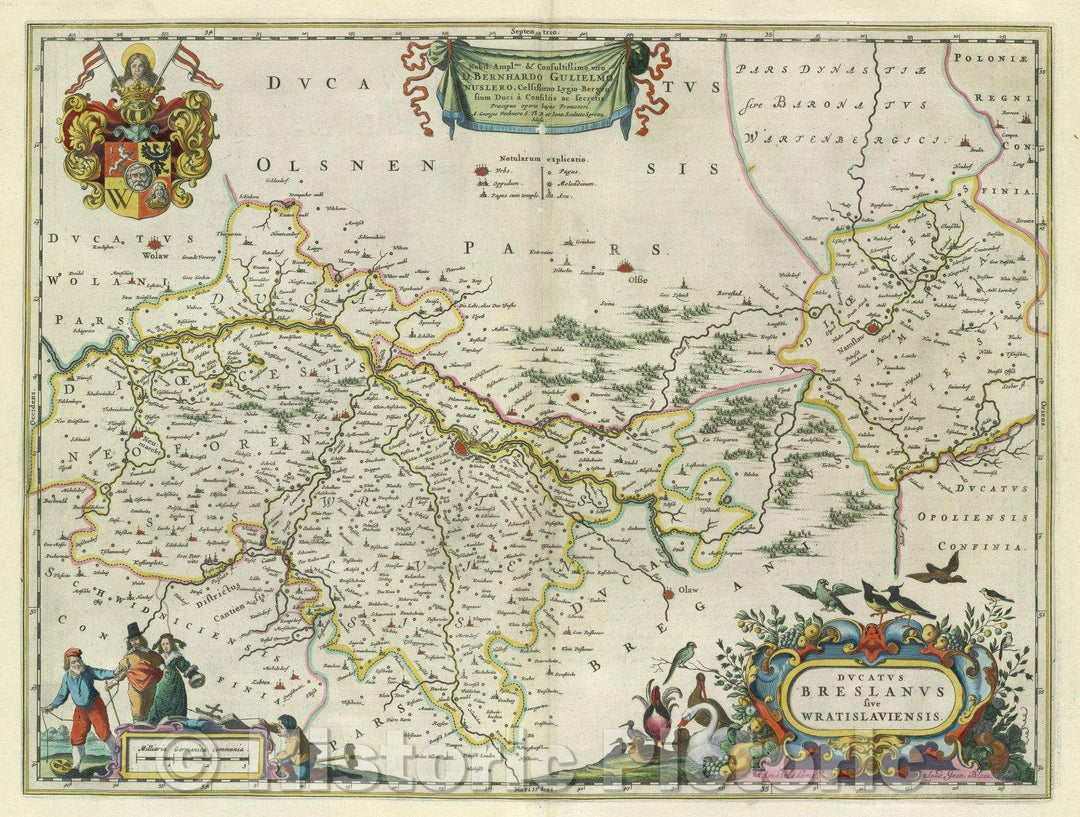 Historic Map : Ducatus Breslanus sive Wratislaviensis., c. 1664 , Vintage Wall Art