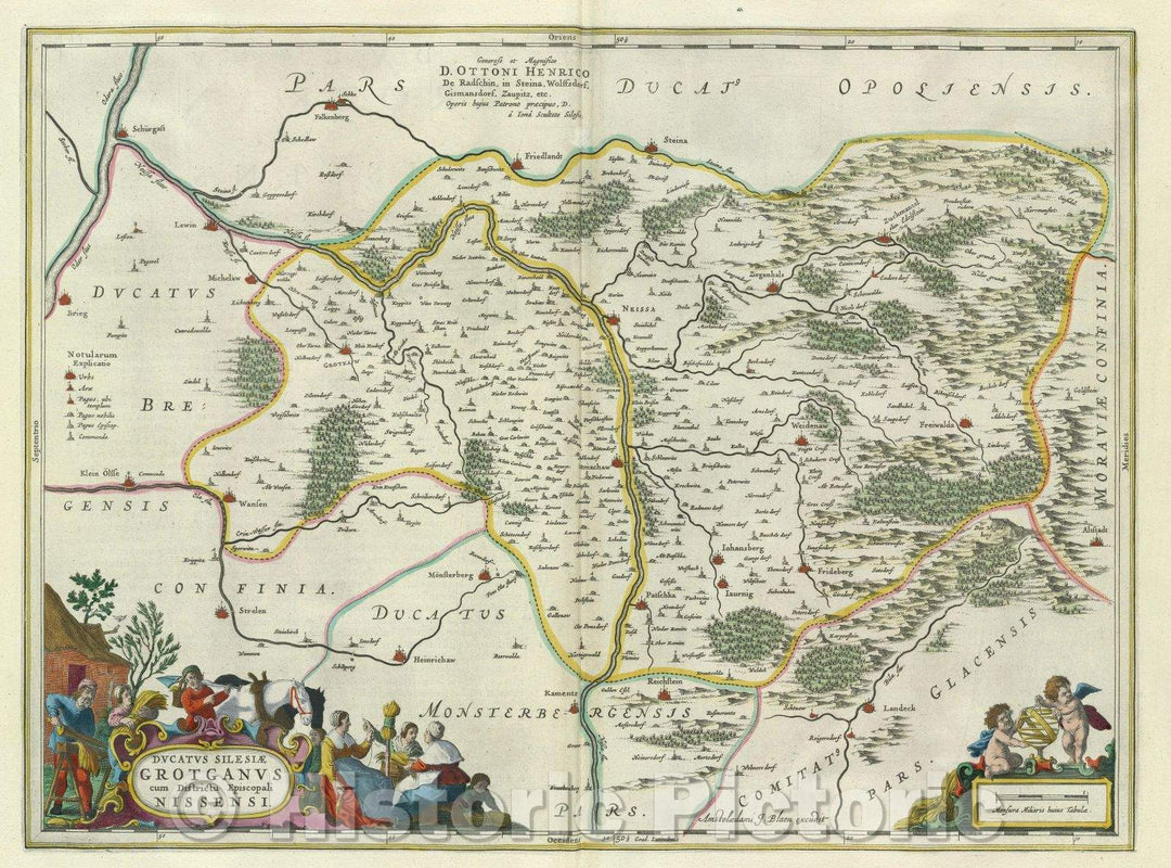 Historic Map : Ducatus Silesiae Grotganus cum Districtu Episcopali Nissensi., c. 1664 , Vintage Wall Art