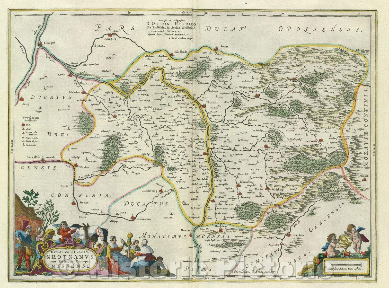Historic Map : Ducatus Silesiae Grotganus cum Districtu Episcopali Nissensi., c. 1664 , Vintage Wall Art