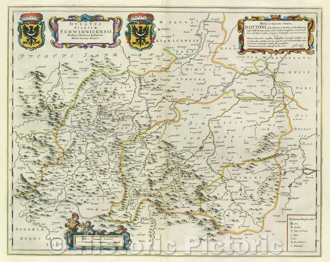 Historic Map : Ducatus Silesiae Schwidnicensis Authore Friduico Kuhnovio Bolco: lucano Silesio., c. 1664 , Vintage Wall Art