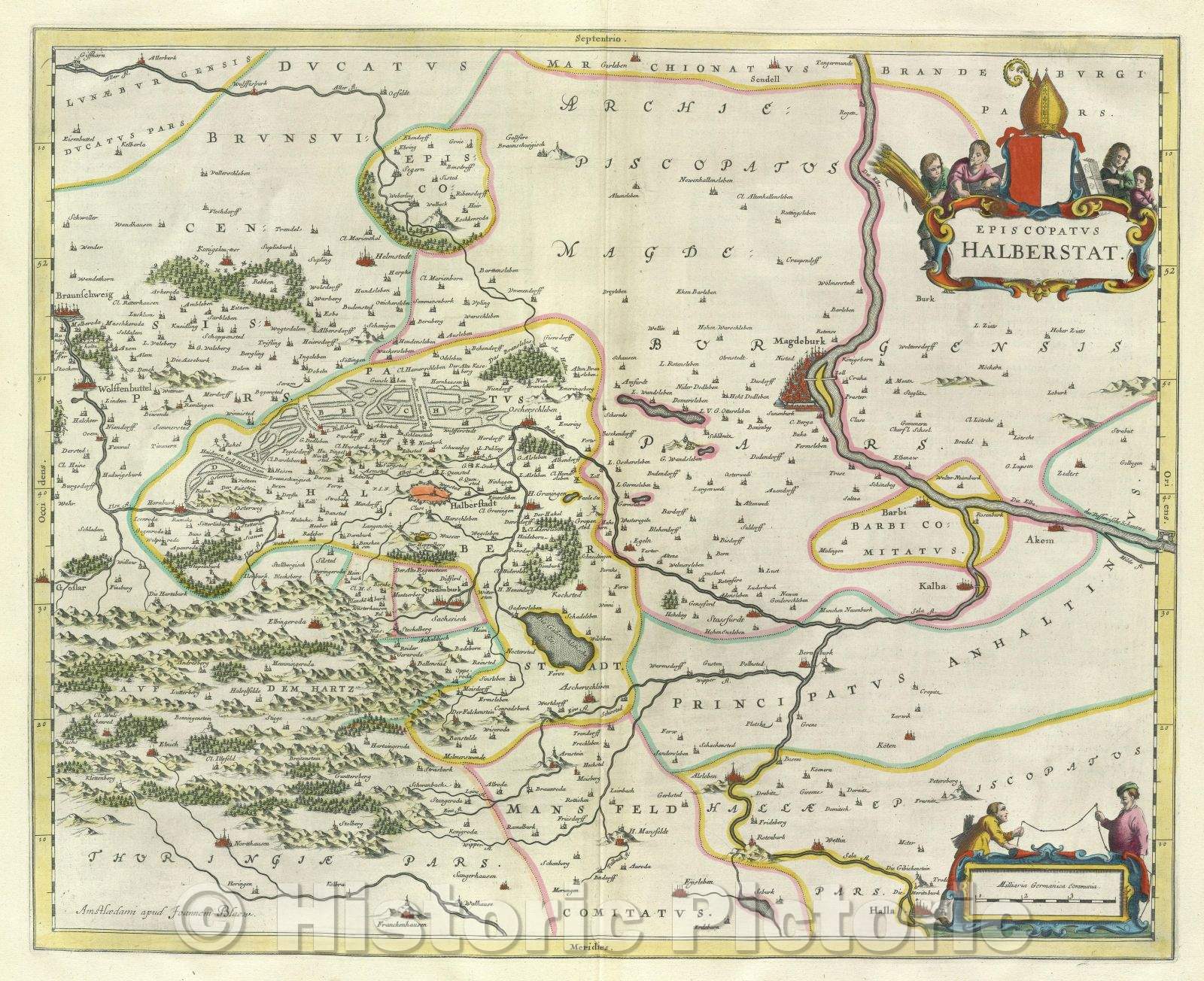 Historic Map : Episcopatus Halberstat., c. 1664 , Vintage Wall Art
