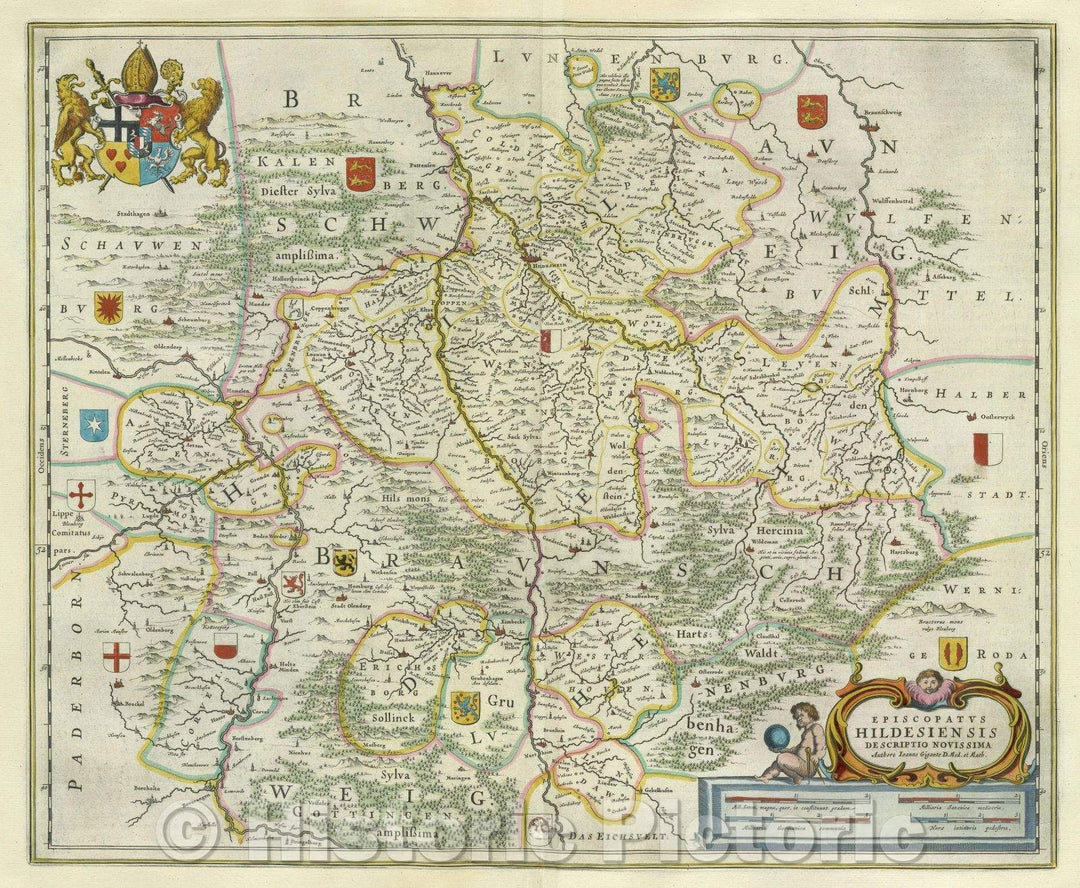 Historic Map : Episcopatus Hildesiensis Descriptio Novissima Authore Joanne Gigante D. Med. et Math., c. 1664 , Vintage Wall Art