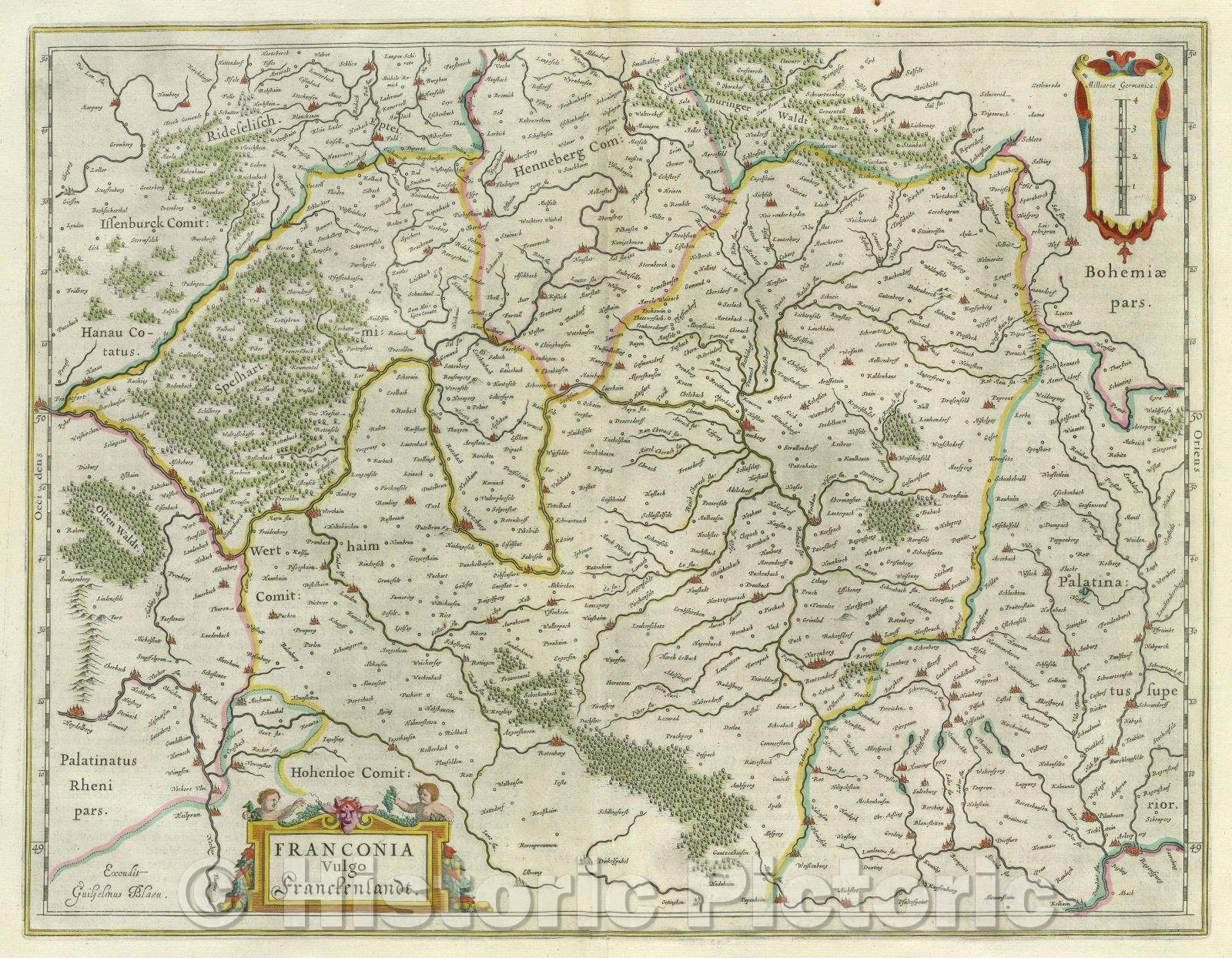 Historic Map : Franconia vulgo Frankenlandt., c. 1664 , Vintage Wall Art