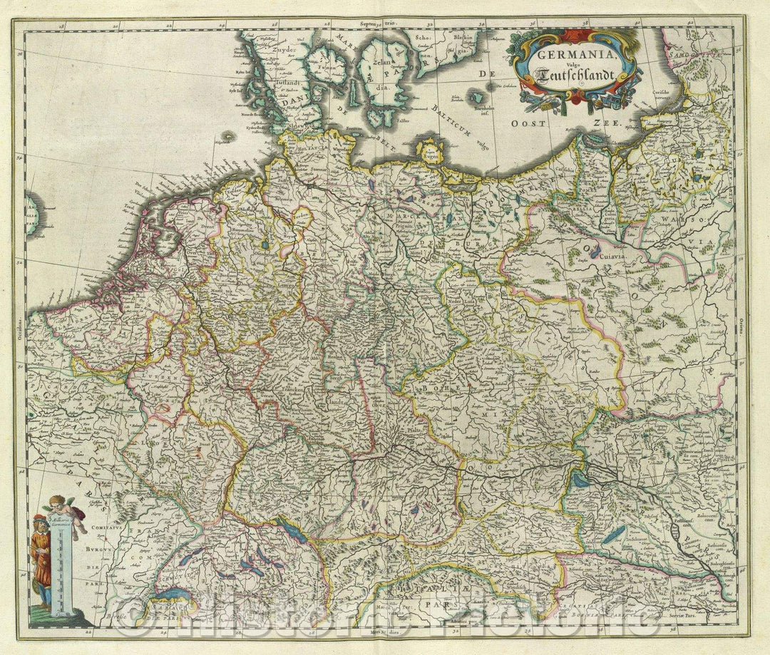 Historic Map : Germania, Vulgo Deutschlandt, c. 1664 , Vintage Wall Art