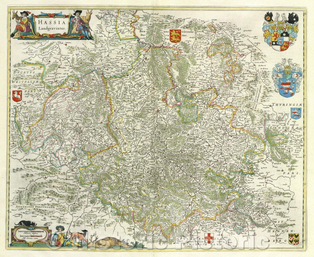 Historic Map : Hassia Landgraviatus., c. 1664 , Vintage Wall Art
