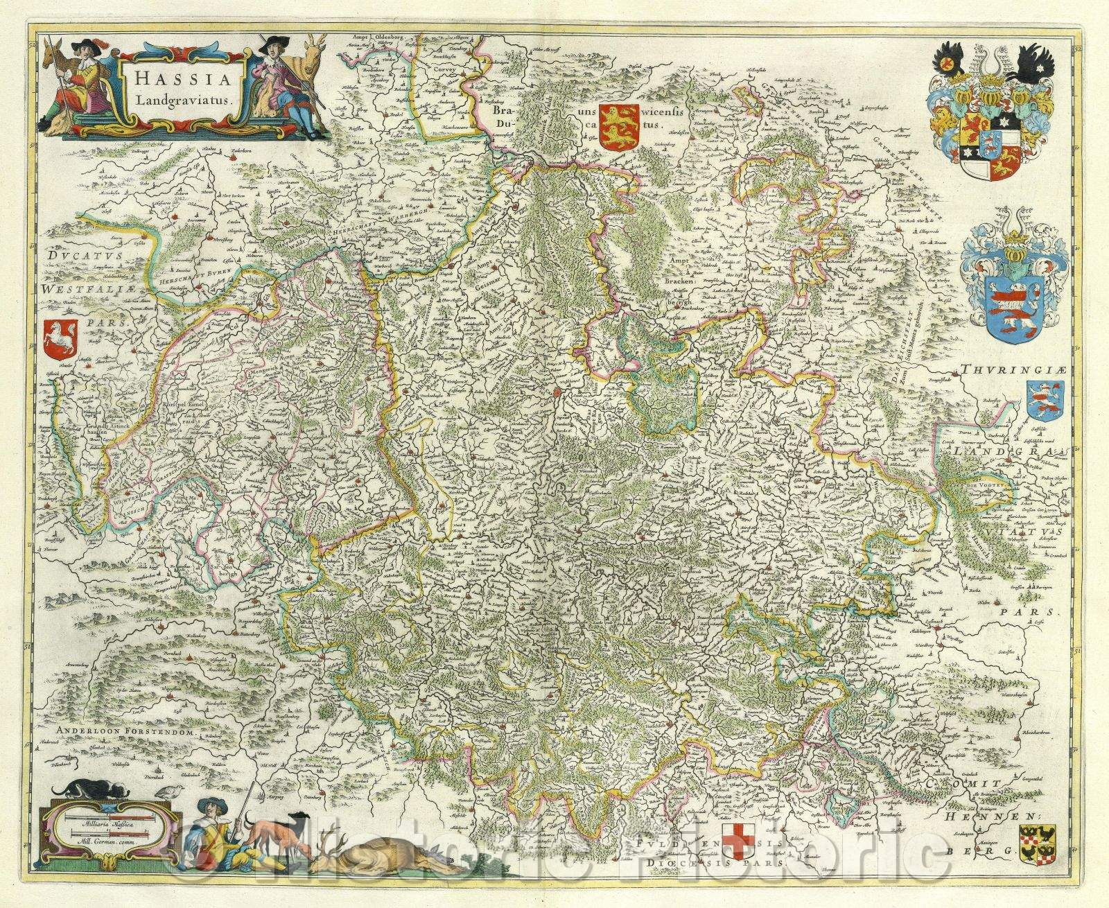 Historic Map : Hassia Landgraviatus., c. 1664 , Vintage Wall Art