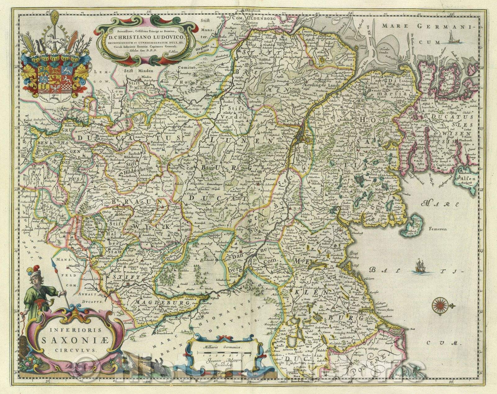 Historic Map : Inferioris Saxoniae Circulus., c. 1664 , Vintage Wall Art