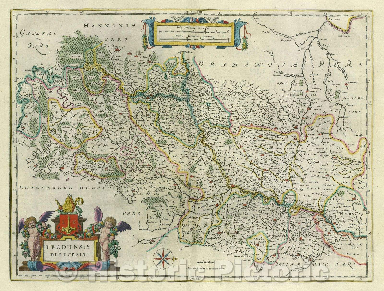 Historic Map : Leodiensis dioecesis., c. 1664 , Vintage Wall Art
