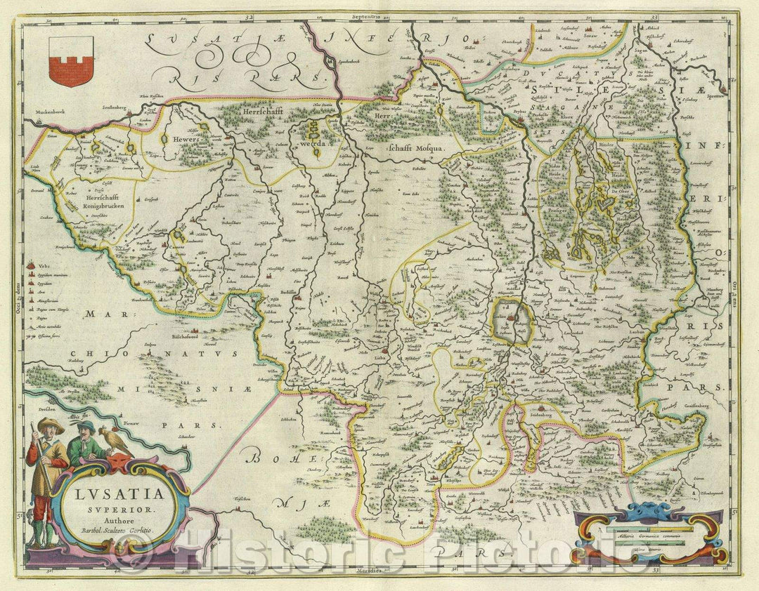 Historic Map : Lusatia Superior. Authore Barthol: Sculteto Gorlitio., c. 1664 , Vintage Wall Art