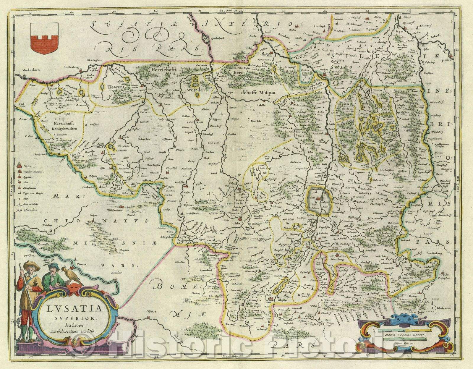 Historic Map : Lusatia Superior. Authore Barthol: Sculteto Gorlitio., c. 1664 , Vintage Wall Art