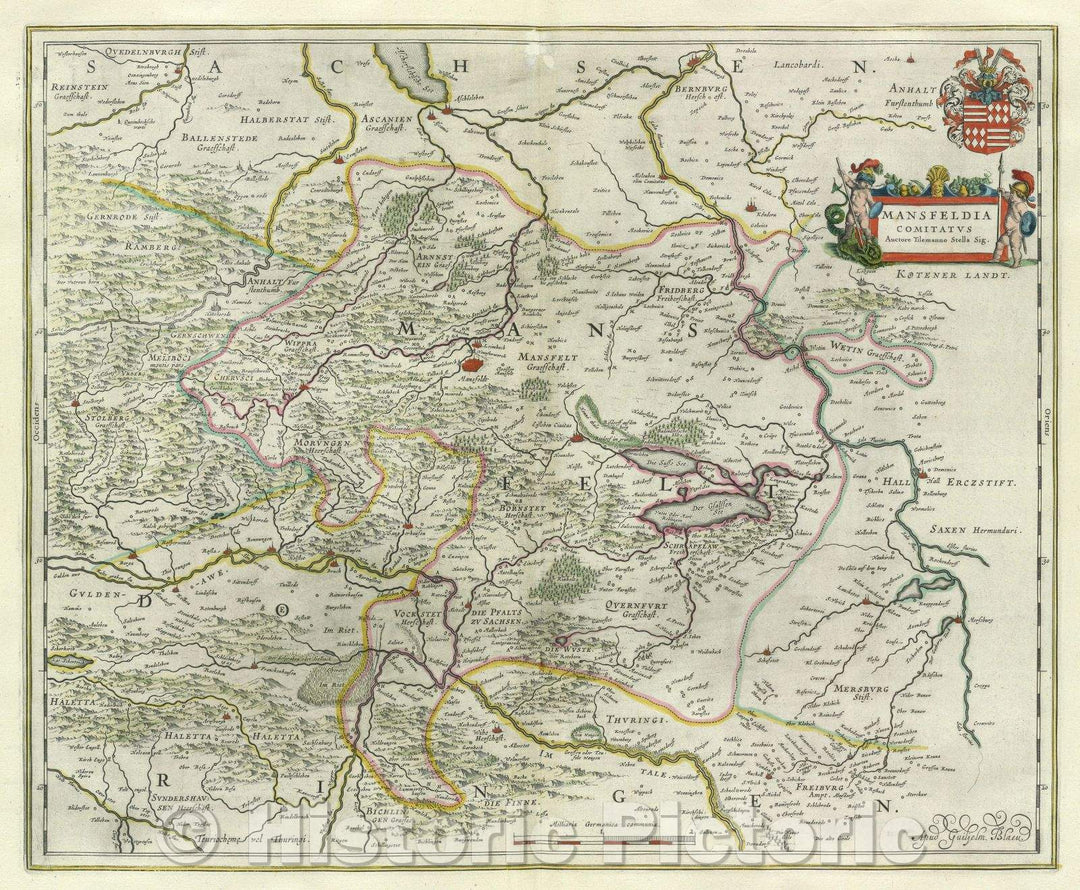 Historic Map : Mansfeldia Comitatus Auctore Tilemanno Stella Sig., c. 1664 , Vintage Wall Art