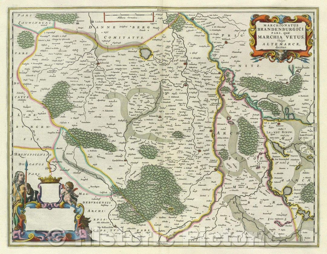 Historic Map : Marchionatus Brandenburgici pars, quae Marchia Vetus, vulgo Altemarck, dicitur., c. 1664 , Vintage Wall Art