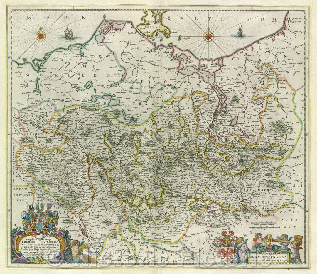 Historic Map : Marchionatus Brandenbutgicus Auth Olao Iohannis Gotho, Gustaui Mag. R. S. Cosm., c. 1664 , Vintage Wall Art