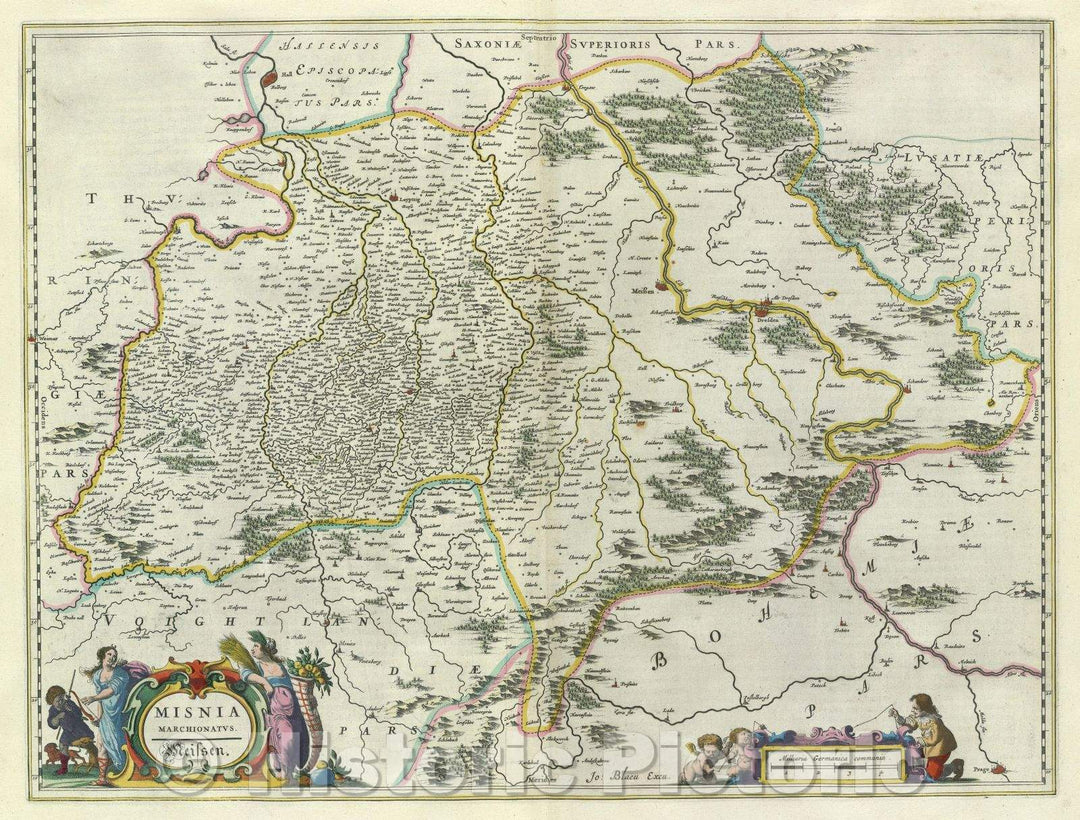 Historic Map : Misnia Marchionatus Meissen., c. 1664 , Vintage Wall Art