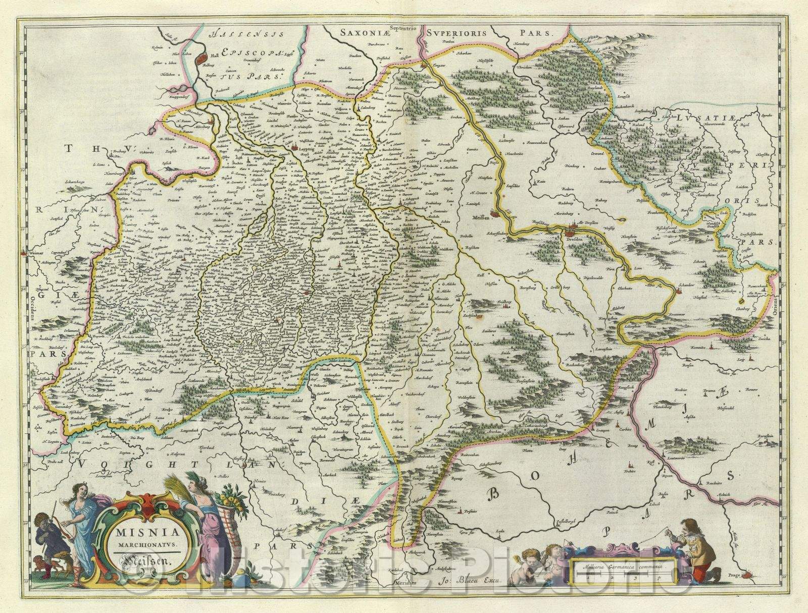 Historic Map : Misnia Marchionatus Meissen., c. 1664 , Vintage Wall Art