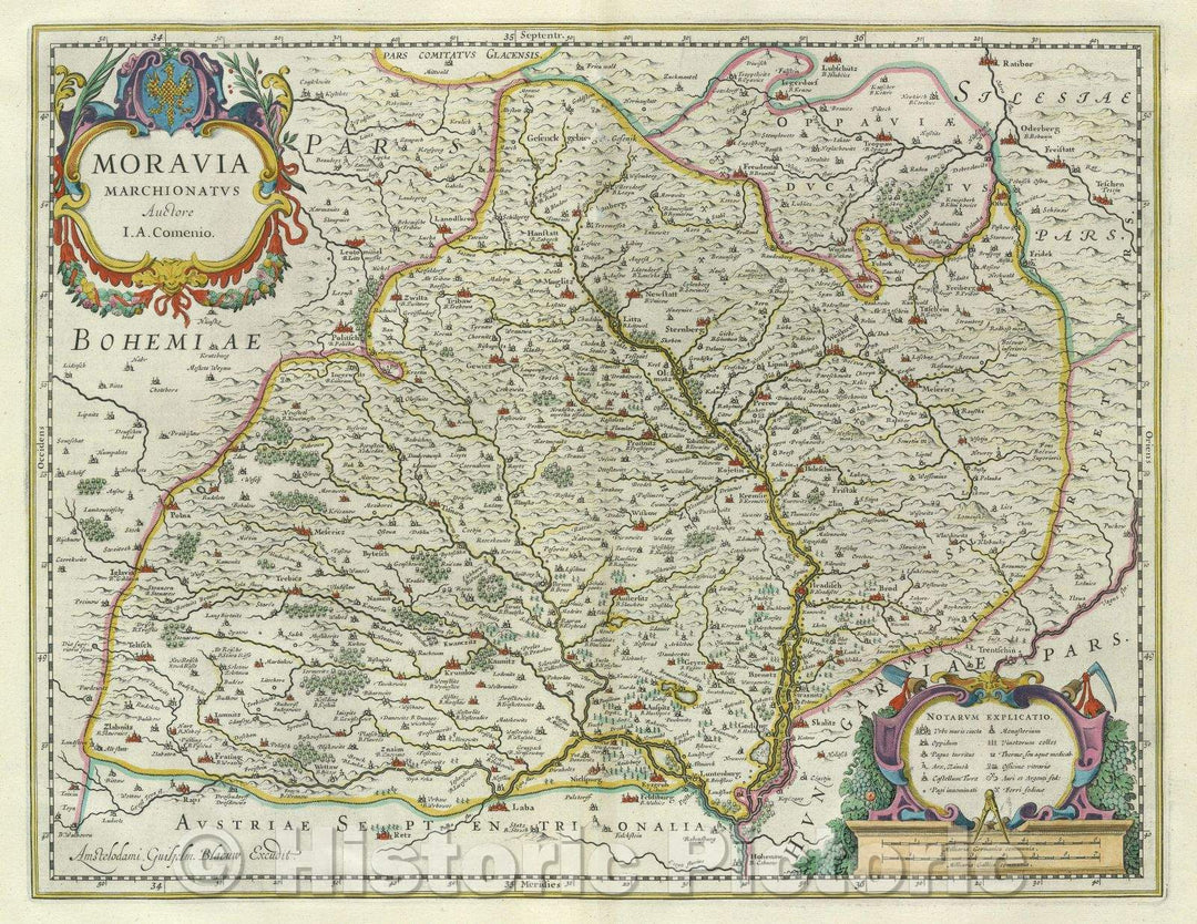Historic Map : Moravia Marchionatus auctore I. A. Comenio., c. 1664 , Vintage Wall Art