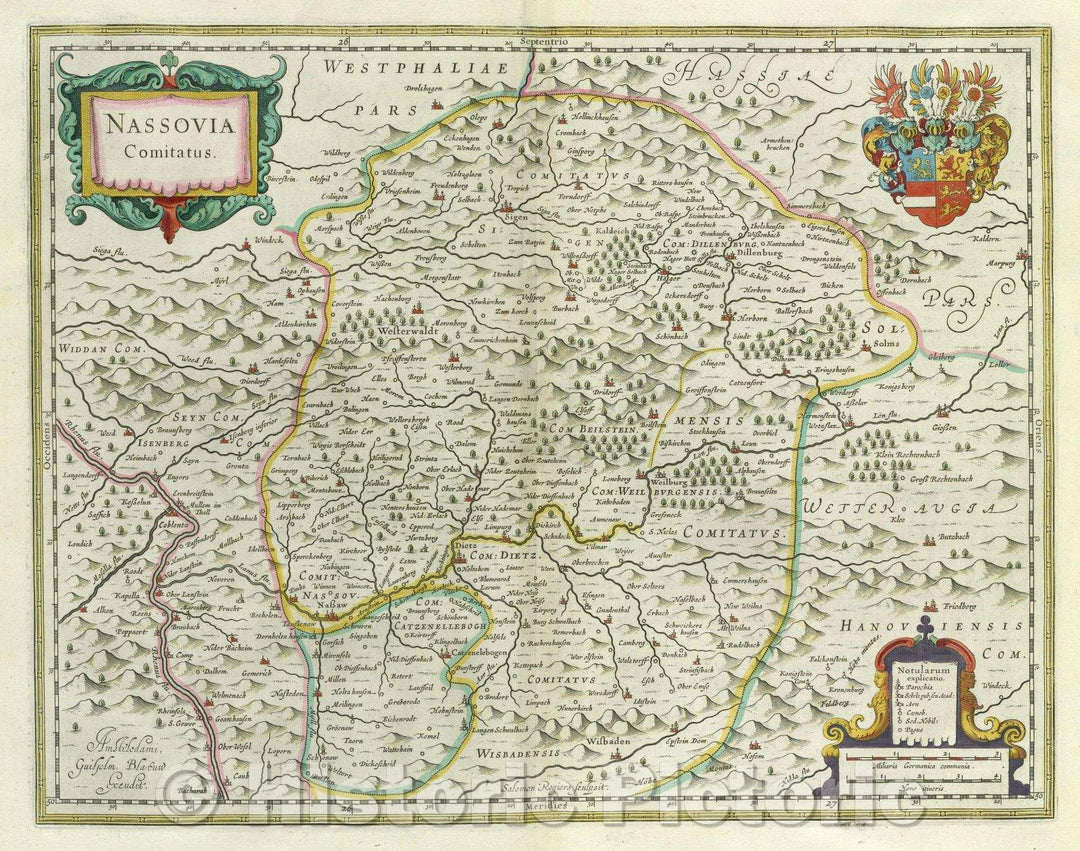 Historic Map : Nassovia Comitatus., c. 1664 , Vintage Wall Art