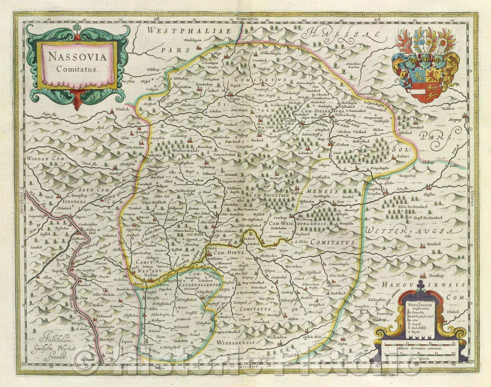 Historic Map : Nassovia Comitatus., c. 1664 , Vintage Wall Art