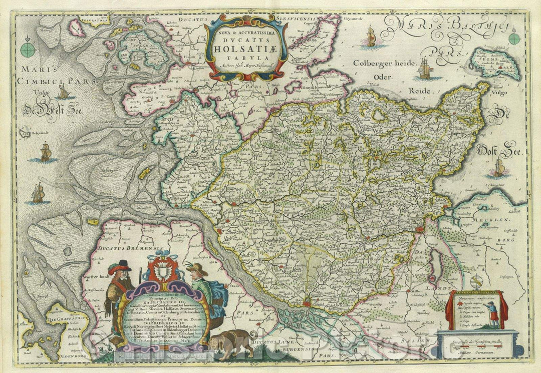 Historic Map : Nova and Accuratissima Ducatus Holsatiae Tabula Auctore Jab: Meyer Husumensi., c. 1664 , Vintage Wall Art