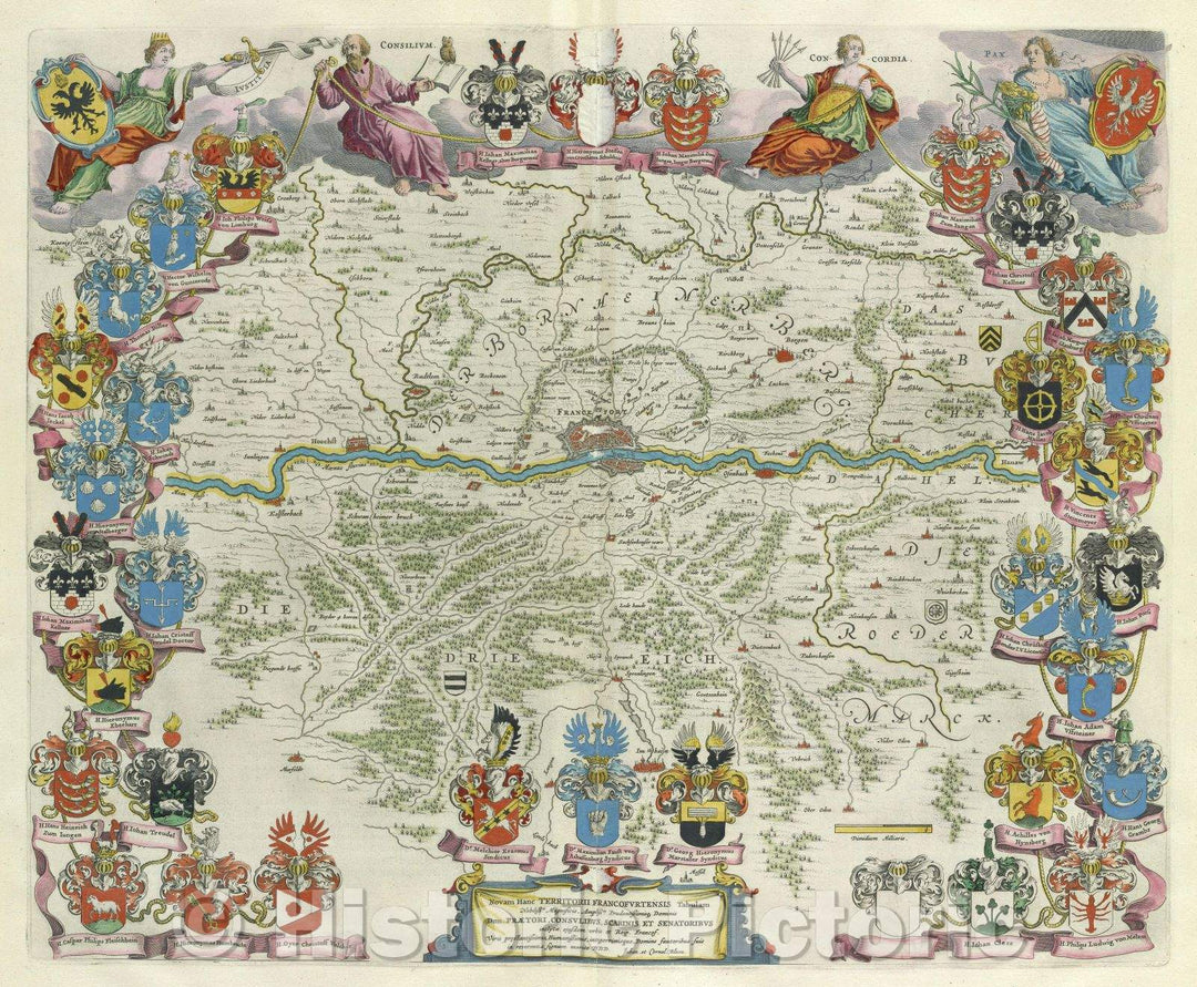 Historic Map : Novam Hanc Territorii Francofurtensis Tabulam Nobilissis. Magnificis, Amplissis. Prudentissimisque Dominis Dnn. Praetori, Consulibus, c. 1664 , Vintage Wall Art